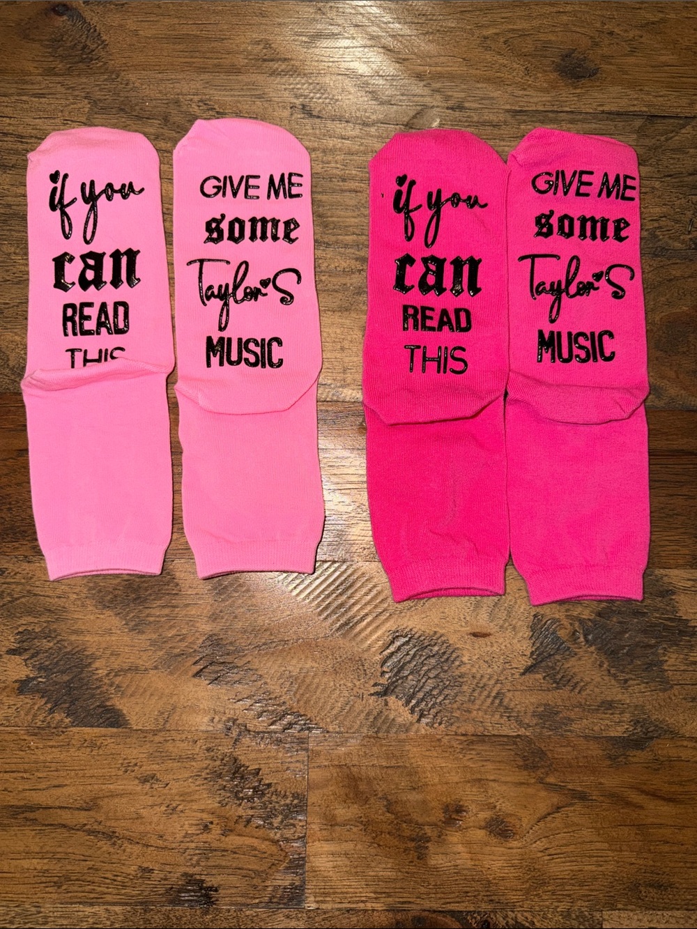 Novelty Crew Socks Set - Light Pink & Hot Pink